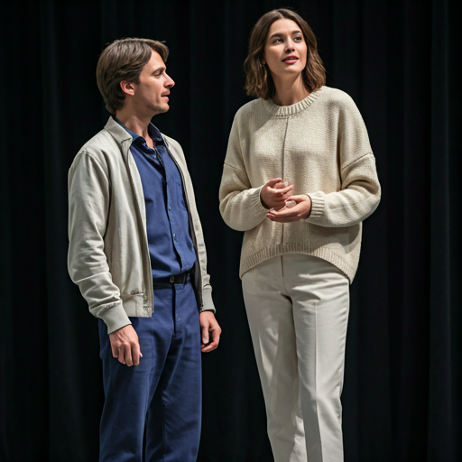 Actors performing on a professional set