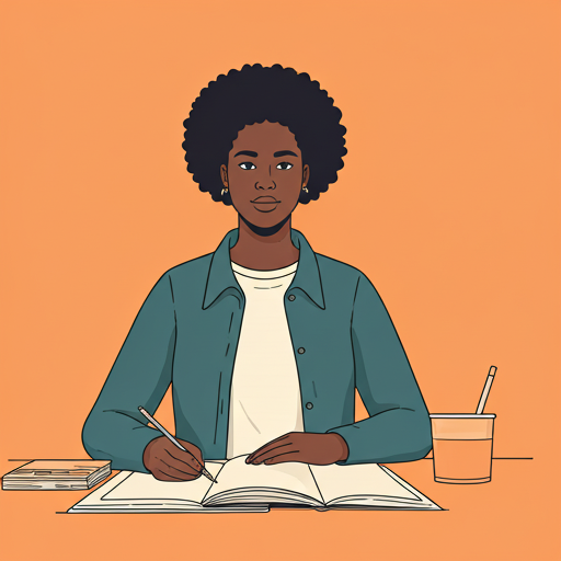 Black woman studying film theory books